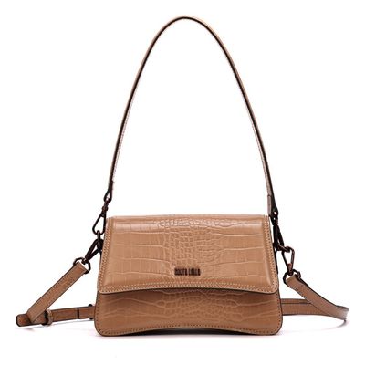 Bolsa Pequena Croco Bege Alça Dupla