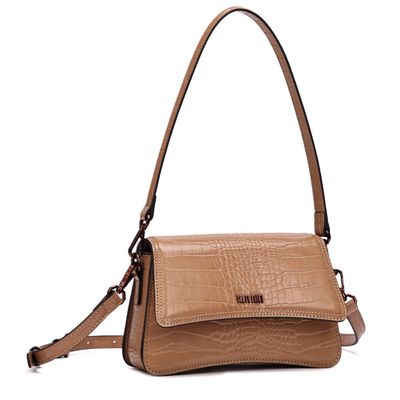 Bolsa Pequena Croco Bege Alça Dupla