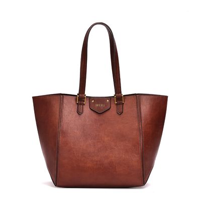 Bolsa Grande Material Rustico Marrom Alça Ombro