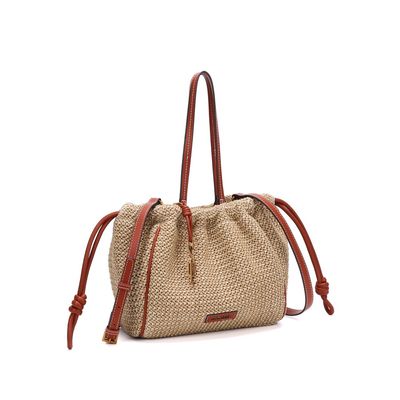 Bolsa Grande Tramado Marrom Alça De Ombro