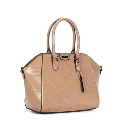 Bolsa Croco Bege Alça Dupla