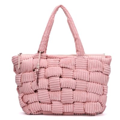 Bolsa Grande Atoalhado Rosa Alça Ombro