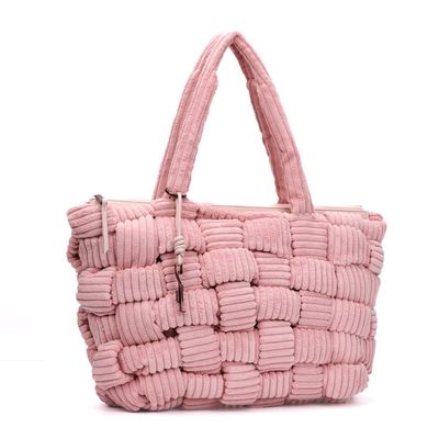 Bolsa Grande Atoalhado Rosa Alça Ombro