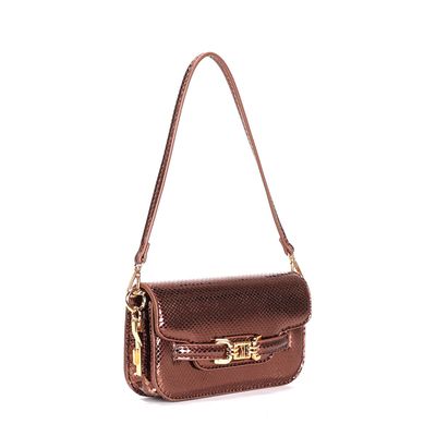 Bolsa Metalizada Bronze Alça De Ombro