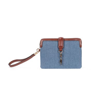 Clutch Jeans Alça De Mão Azul