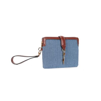 Clutch Jeans Alça De Mão Azul