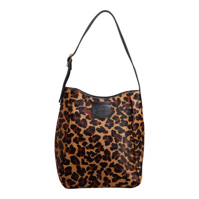 Bolsa G Couro Pelo Estampa Onca Natural