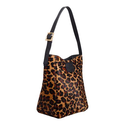 Bolsa G Couro Pelo Estampa Onca Natural