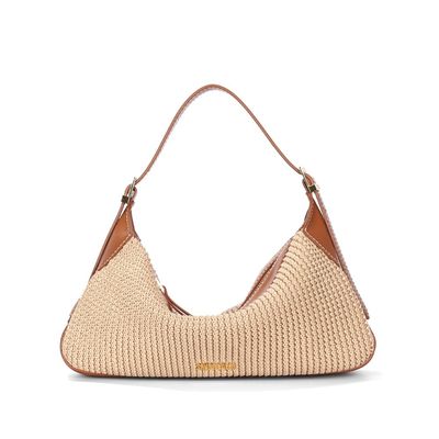 Bolsa Hobo Tramado Bege Alça Ombro