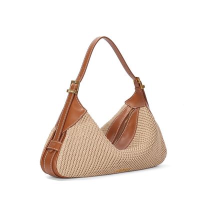 Bolsa Hobo Tramado Bege Alça Ombro