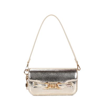 Bolsa Metalizada Dourada Alça De Ombro