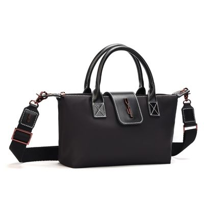 Bolsa Shopper Pequena Nylon Preta Alça Transversal