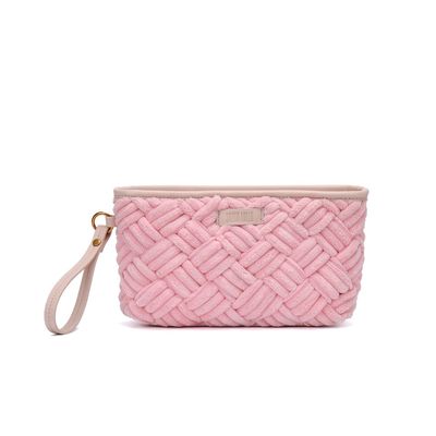 Clutch Atoalhado Rosa Alça De Mão