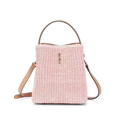 Bolsa Bucket Tramado Rosa Alça Dupla
