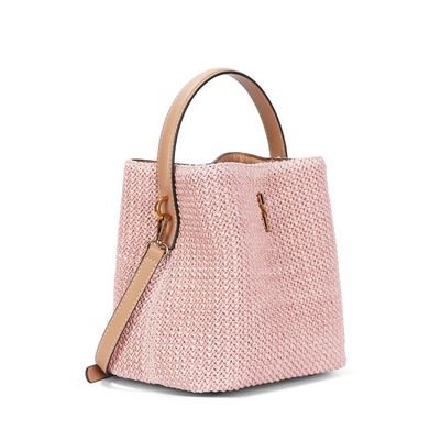 Bolsa Bucket Tramado Rosa Alça Dupla