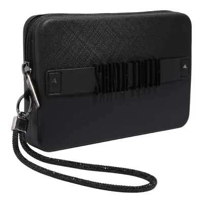 Clutch Borracha Alça De Mão Preta