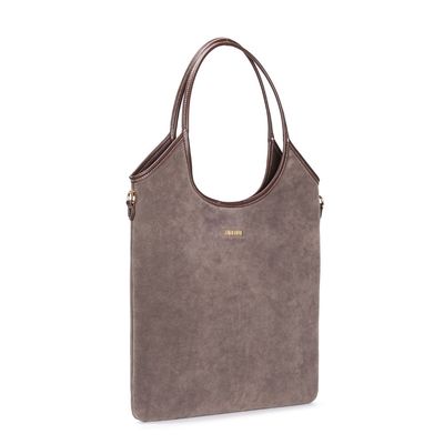 Bolsa Shopper Camurça Alça Dupla Cinza