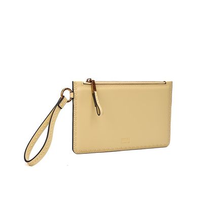 Clutch Material Soft Amarela Alça De Mão