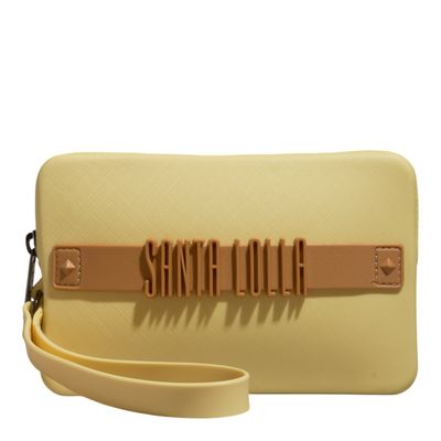 Clutch Borracha Amarela Alça de Mão