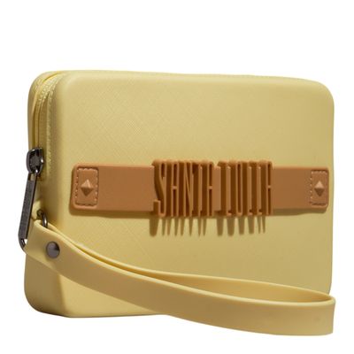 Clutch Borracha Amarela Alça de Mão