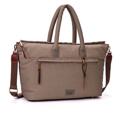 Bolsa Mala Canvas Alça Tiracolo Bege Grande