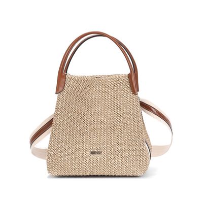 Bolsa Palha Bege Transversal E Carteira Pequena