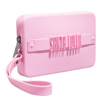 Clutch Borracha Rosa Alça De Mão