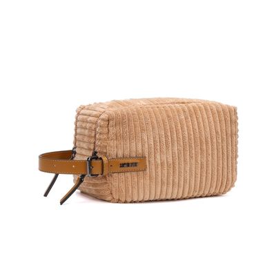 Necessaire Atoalhado Bege Alça De Mão