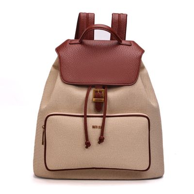 Mochila Tramado Bege E Marrom