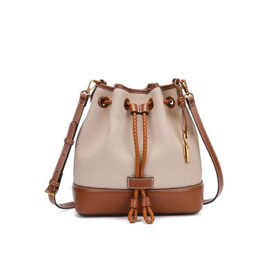 Bolsa Bucket Transversal Canvas Bege