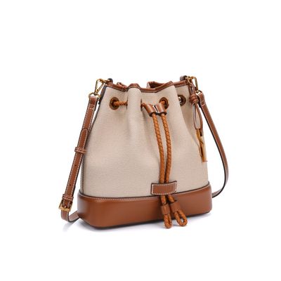 Bolsa Bucket Transversal Canvas Bege