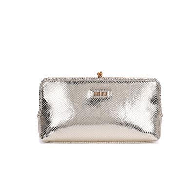 Clutch De Mão Metalizada Dourada