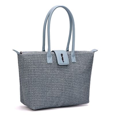 Bolsa Shopper Tramado Azul Claro Alça Ombro
