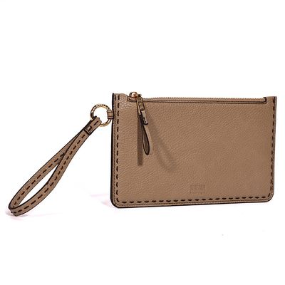 Clutch Floater Pespontos Alça De Mão Bege Escuro