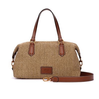 Bolsa Mala Palha Alça Dupla Transversal Bege