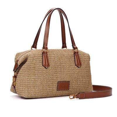 Bolsa Mala Palha Alça Dupla Transversal Bege