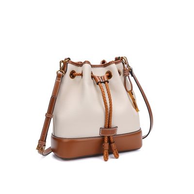 Bolsa Bucket Média Tramado Marfim Transversal