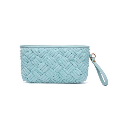 Clutch Atoalhado Azul Alça De Mão