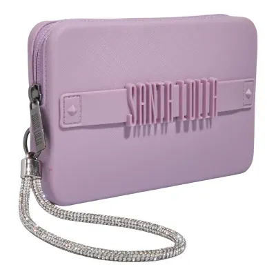 Clutch Borracha Alça De Mão Roxa