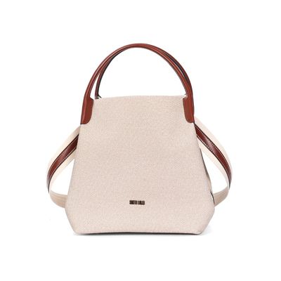 Bolsa Canvas Bege Transversal E Carteira Pequena