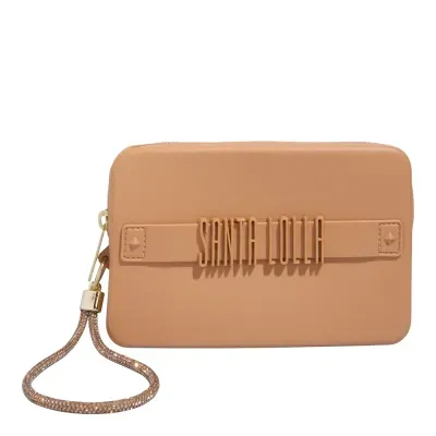 Clutch Borracha Alça De Mão Bege