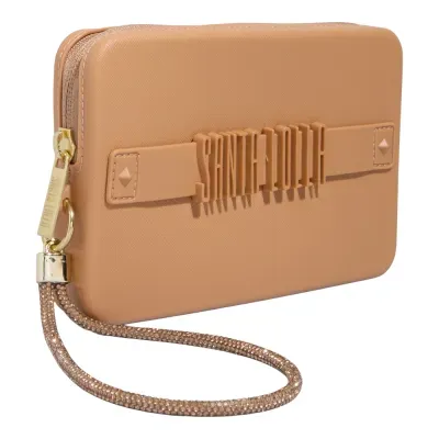 Clutch Borracha Alça De Mão Bege