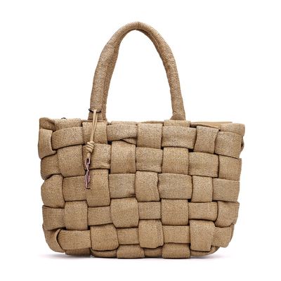 Bolsa Grande Tramado Bege Alça Ombro