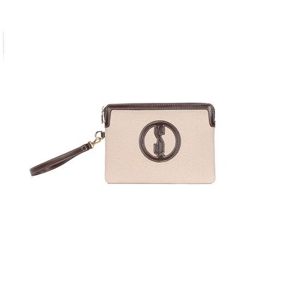 Clutch Tramado Alça De Mão Bege