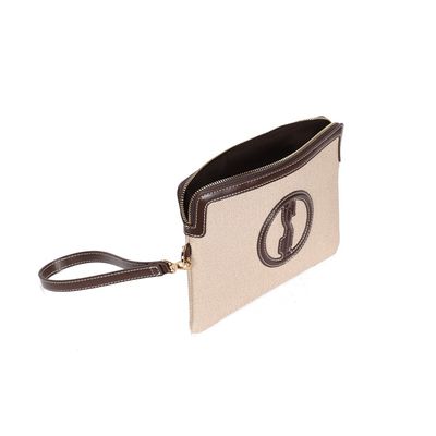 Clutch Tramado Alça De Mão Bege