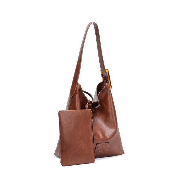 Bolsa Hobo Grande E Clutch Rústico Marrom Ferrugem