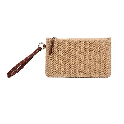 Clutch Tramado Alça De Mão Bege