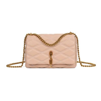 Bolsa Soft Bege Alça Corrente Transversal