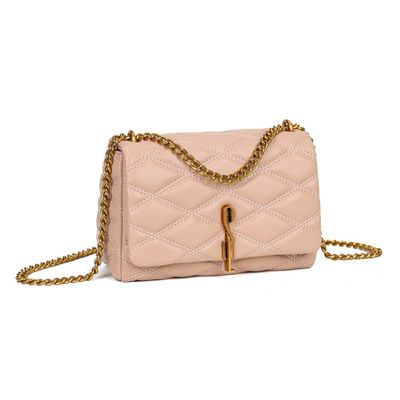 Bolsa Soft Bege Alça Corrente Transversal