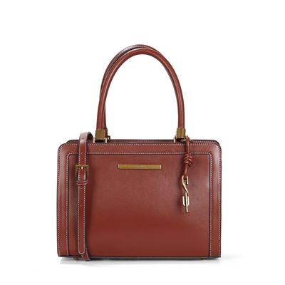 Bolsa Tote Bag Soft Marrom Transversal Pespontos